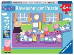 Ravensburger Kinderpuzzle - 09099 Peppa in der Schule - Puzzle für Kinder ab 4 Jahren, Peppa Wutz Puzzle mit 2x24 Teilen