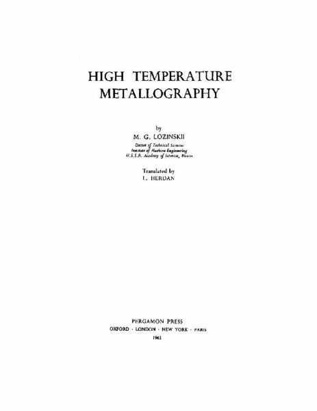 High Temperature Metallography (eBook, PDF)