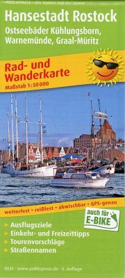 PublicPress Rad- und Wanderkarte Hansestadt Rostock, Ostseebad Warnemünde und Umgebung
