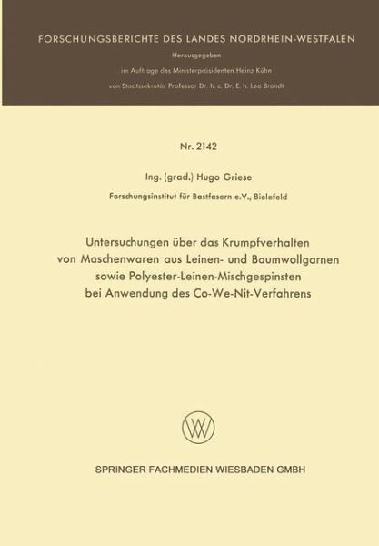 Untersuchungen über das Krumpfverhalten von Maschenwaren aus Leinen- und Baumwollgarnen sowie Polyester-Leinen-Mischgespinsten bei Anwendung des Co-We-Nit-Verfahrens (eBook, PDF)