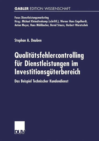 Qualitätsfehlercontrolling für Dienstleistungen im Investitionsgüterbereich (eBook, PDF)