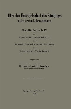 Über den Energiebedarf des Säuglings in den ersten Lebensmonaten (eBook, PDF) - Samelson, Siegfried