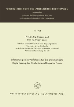 Cover Erforschung eines Verfahrens für die gravimetrische Registrierung des Staubniederschlages im Freien (eBook, PDF)