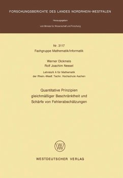 Quantitative Prinzipien gleichmäßiger Beschränktheit und Schärfe von Fehlerabschätzungen (eBook, PDF) - Dickmeis, Werner