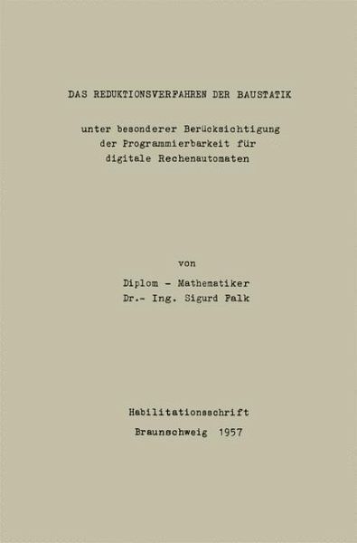 Das Reduktionsverfahren der Baustatik (eBook, PDF)