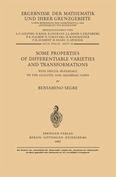Some Properties of Differentiable Varieties and Transformations (eBook, PDF)