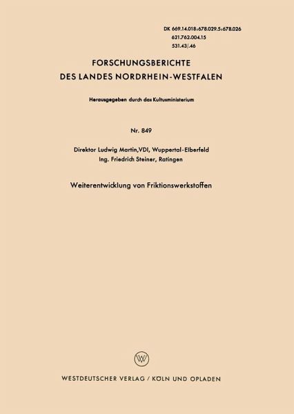 Weiterentwicklung von Friktionswerkstoffen (eBook, PDF)