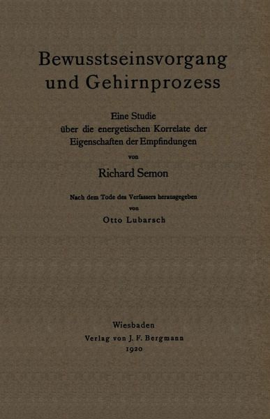 Bewusstseinsvorgang und Gehirnprozess (eBook, PDF) Bewusstseinsvorgang und Gehirnprozess (eBook, PDF)