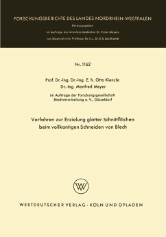 Verfahren zur Erzielung glatter Schnittflächen beim vollkantigen Schneiden von Blech (eBook, PDF) - Kienzle, Otto