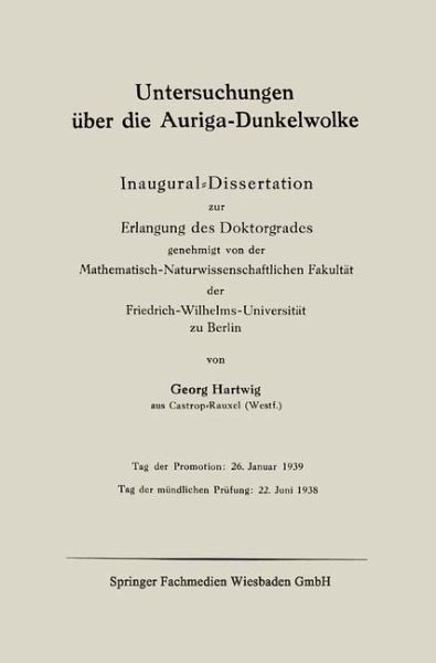 Untersuchungen über die Auriga-Dunkelwolke (eBook, PDF) Untersuchungen über die Auriga-Dunkelwolke (eBook, PDF)