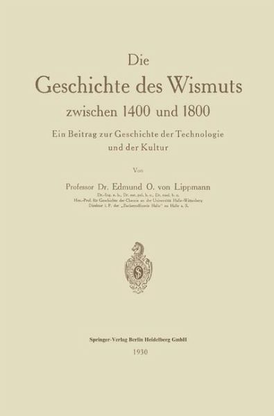 Die Geschichte des Wismuts zwischen 1400 und 1800 (eBook, PDF)