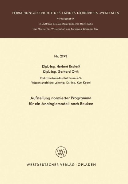 Aufstellung normierter Programme für ein Analogiemodell nach Beuken (eBook, PDF)