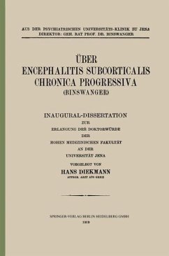 Über Encephalitis Subcorticalis Chronica Progressiva (Binswanger) (eBook, PDF) - Diekmann, Hans