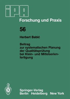 Beitrag zur systematischen Planung der Qualitätsprüfung bei Klein- und Mittelserien- fertigung (eBook, PDF) - Babic, H.