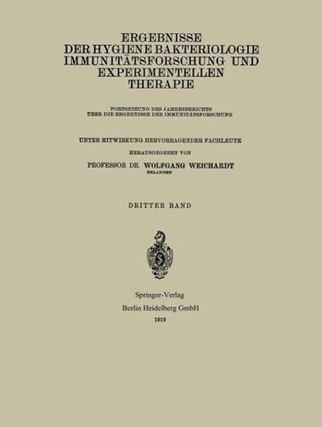 Ergebnisse der Hygiene Bakteriologie Immunitätsforschung und Experimentellen Therapie (eBook, PDF)