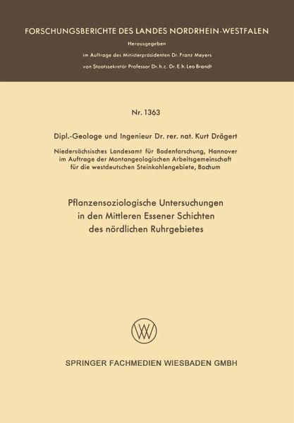 Pflanzensoziologische Untersuchungen in den mittleren Essener Schichten des nördlichen Ruhrgebietes (eBook, PDF)