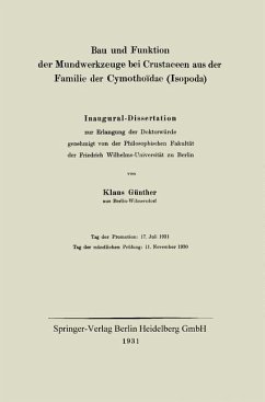 Cover Bau und Funktion der Mundwerkzeuge bei Crustaceen aus der Familie der Cymothoïdae (Isopoda) (eBook, PDF)