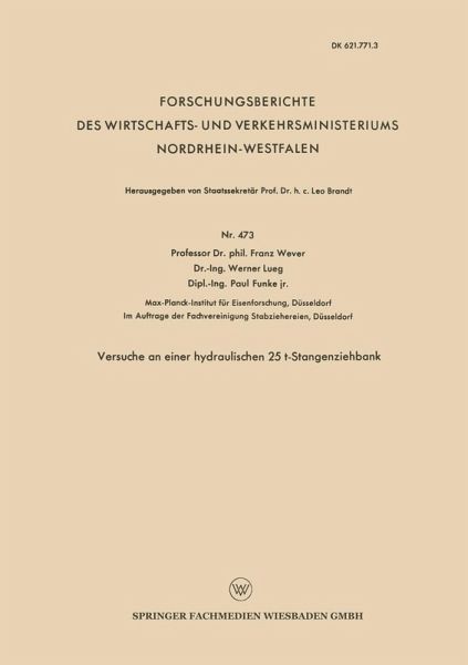 Versuche an einer hydraulischen 25 t-Stangenziehbank (eBook, PDF)