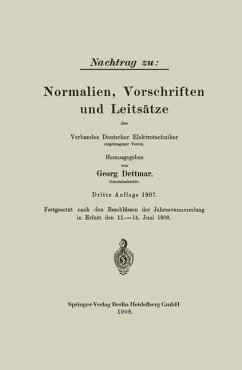 Nachtrag zu: Normalien, Vorschriften und Leitsätze des Verbandes Deutscher Elektrotechniker (eBook, PDF) - Dettmar, Georg