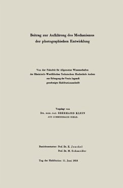 Beitrag zur Aufklärung des Mechanismus der photographischen Entwicklung (eBook, PDF) - Klein, Eberhard