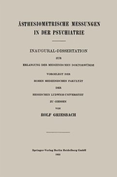Ästhesiometrische Messungen in der Psychiatrie (eBook, PDF) - Griesbach, Rolf