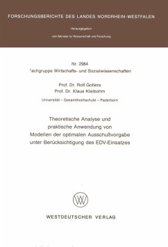Theoretische Analyse und praktische Anwendung von Modellen der optimalen Ausschußvorgabe unter Berücksichtigung des EDV-Einsatzes (eBook, PDF) - Gollers, Rolf