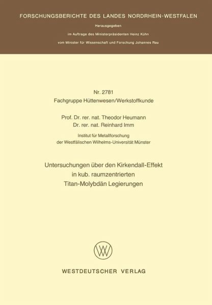 Untersuchungen über den Kirkendall-Effekt in kub. raumzentrierten Titan-Molybdän Legierungen (eBook, PDF)