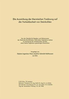 Die Auswirkung der thermischen Trocknung auf die Verkokbarkeit von Steinkohlen (eBook, PDF) - Schmidt-Holthausen, Hans-Joachim