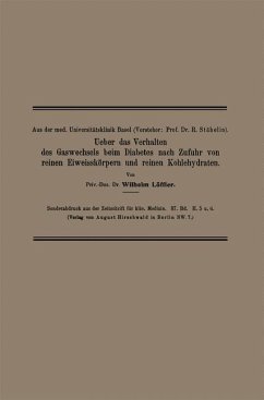Cover Ueber das Verhalten des Gaswechsels beim Diabetes nach Zufuhr von reinen Eiweisskörpern und reinen Kohlehydraten (eBook, PDF)