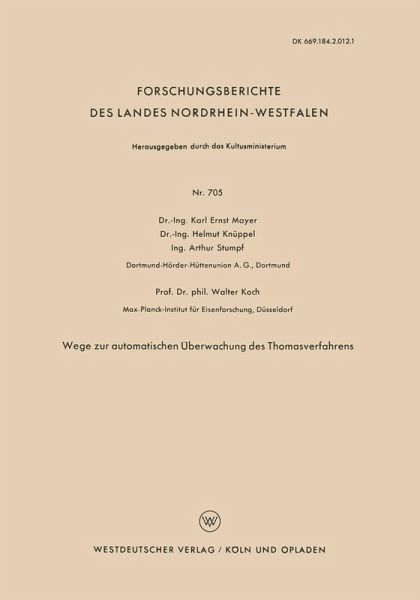 Wege zur automatischen Überwachung des Thomasverfahrens (eBook, PDF)