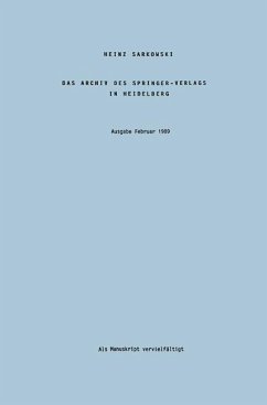 Das Archiv des Springer-Verlags in Heidelberg (eBook, PDF) - Sarkowski, Heinz