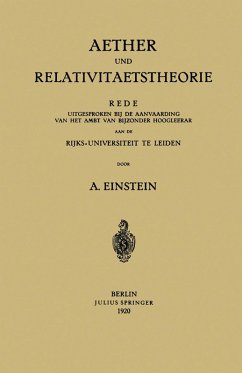 Aether und Relativitaetstheorie (eBook, PDF) - Einstein, Albert