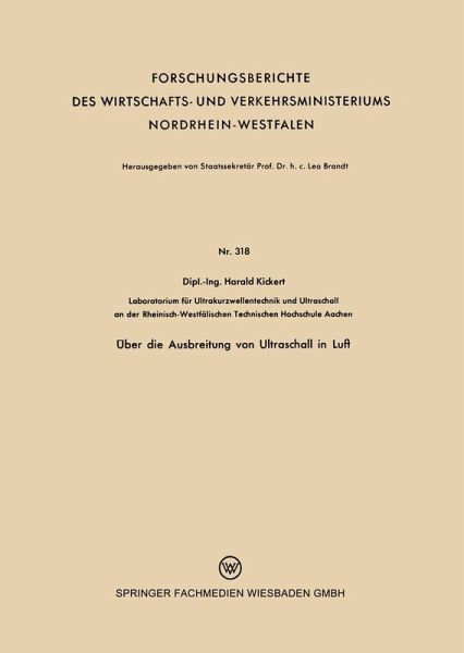 Über die Ausbreitung von Ultraschall in Luft (eBook, PDF)