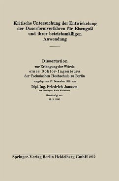 Cover Kritische Untersuchung der Entwickelung der Dauerformverfahren für Eisenguß und ihrer betriebsmäßigen Anwendung (eBook, PDF)