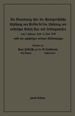 Cover Die Verordnung über die schiedsgerichtliche Erhöhung von Preisen bei der Lieferung von elektrischer Arbeit, Gas und Leitungswasser (eBook, PDF)