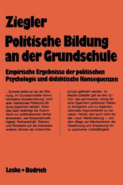 Politische Bildung an der Grundschule (eBook, PDF) Politische Bildung an der Grundschule (eBook, PDF)