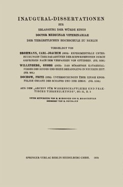 Inaugural-Dissertationen zur Erlangung der Würde eines Doctor Medicinae Veterinariae der Tierärztlichen Hochschule zu Berlin (eBook, PDF) - Brohmann, Karl-Joachim