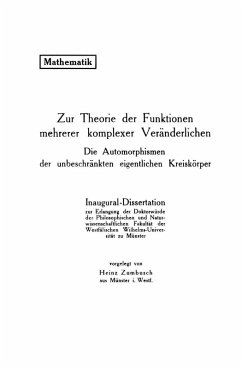 Zur Theorie der Funktionen mehrerer komplexer Veränderlichen (eBook, PDF) - Zumbusch, Heinz