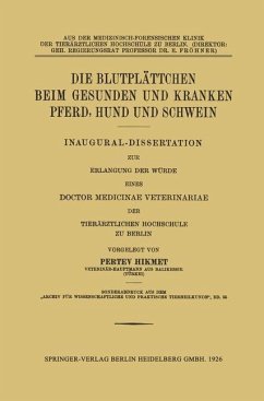 Cover Die Blutplättchen beim Gesunden und Kranken Pferd, Hund und Schwein (eBook, PDF)