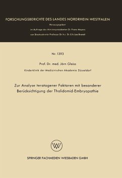 Zur Analyse teratogener Faktoren mit besonderer Berücksichtigung der Thalidomid-Embryopathie (eBook, PDF) - Gleiss, Jörn