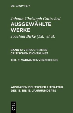 Versuch einer Critischen Dichtkunst. Variantenverzeichnis (eBook, PDF) - Gottsched, Johann Christoph