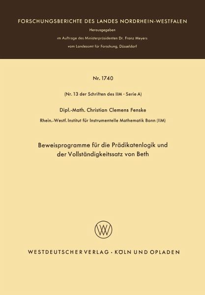 Beweisprogramme für die Prädikatenlogik und der Vollständigkeitssatz von Beth (eBook, PDF)