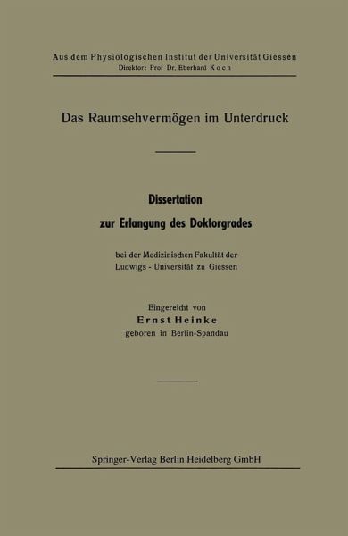 Das Raumsehvermögen im Unterdruck (eBook, PDF) Das Raumsehvermögen im Unterdruck (eBook, PDF)