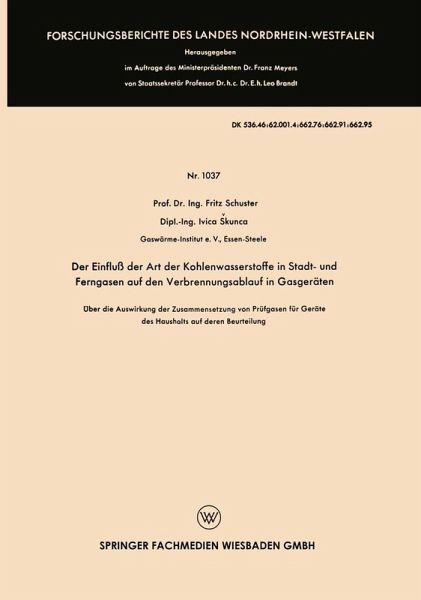 Der Einfluß der Art der Kohlenwasserstoffe in Stadt- und Ferngasen auf den Verbrennungsablauf in Gasgeräten (eBook, PDF)