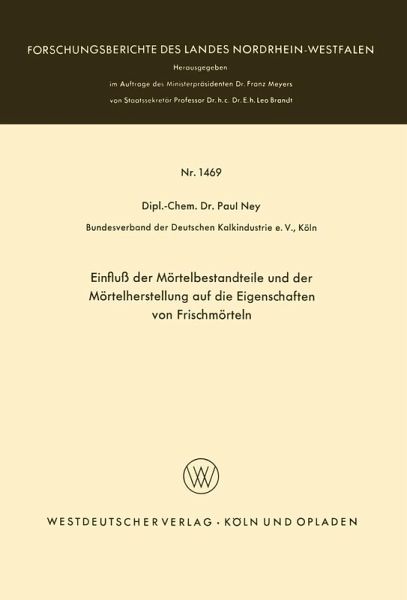 Einfluß der Mörtelbestandteile und der Mörtelherstellung auf die Eigenschaften von Frischmörteln (eBook, PDF) Einfluß der Mörtelbestandteile und der Mörtelherstellung auf die Eigenschaften von Frischmörteln (eBook, PDF)