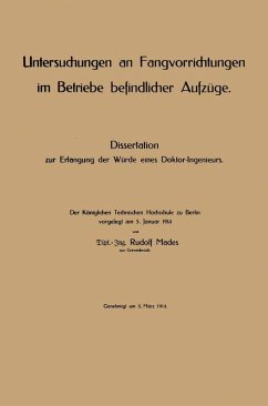 Cover Untersuchungen an Fangvorrichtungen im Betriebe befindlicher Aufzüge (eBook, PDF)