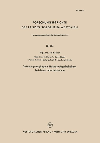 Strömungsvorgänge in Hochdruckgasbehältern bei deren Inbetriebnahme (eBook, PDF)