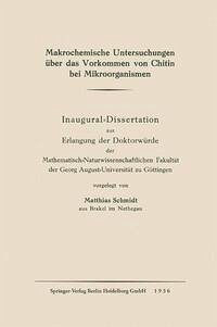 Cover Makrochemische Untersuchungen über das Vorkommen von Chitin bei Mikroorganismen (eBook, PDF)