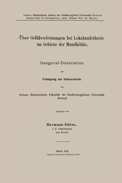 Cover Über Gefäßverletzungen bei Lokalanästhesie im Gebiete der Mundhöhle (eBook, PDF)