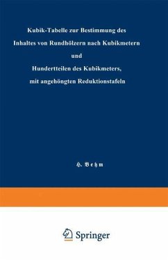 Cover Kubik-Tabelle zur Bestimmung des Inhaltes von Rundhölzern nach Kubikmetern und Hundertteilen des Kubikmeters, mit angehängten Reduktionstafeln (eBook, PDF)